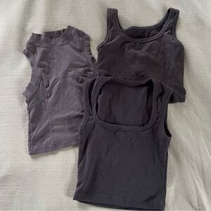 3 Charcoal Gray Tank Crop Tops Bundle